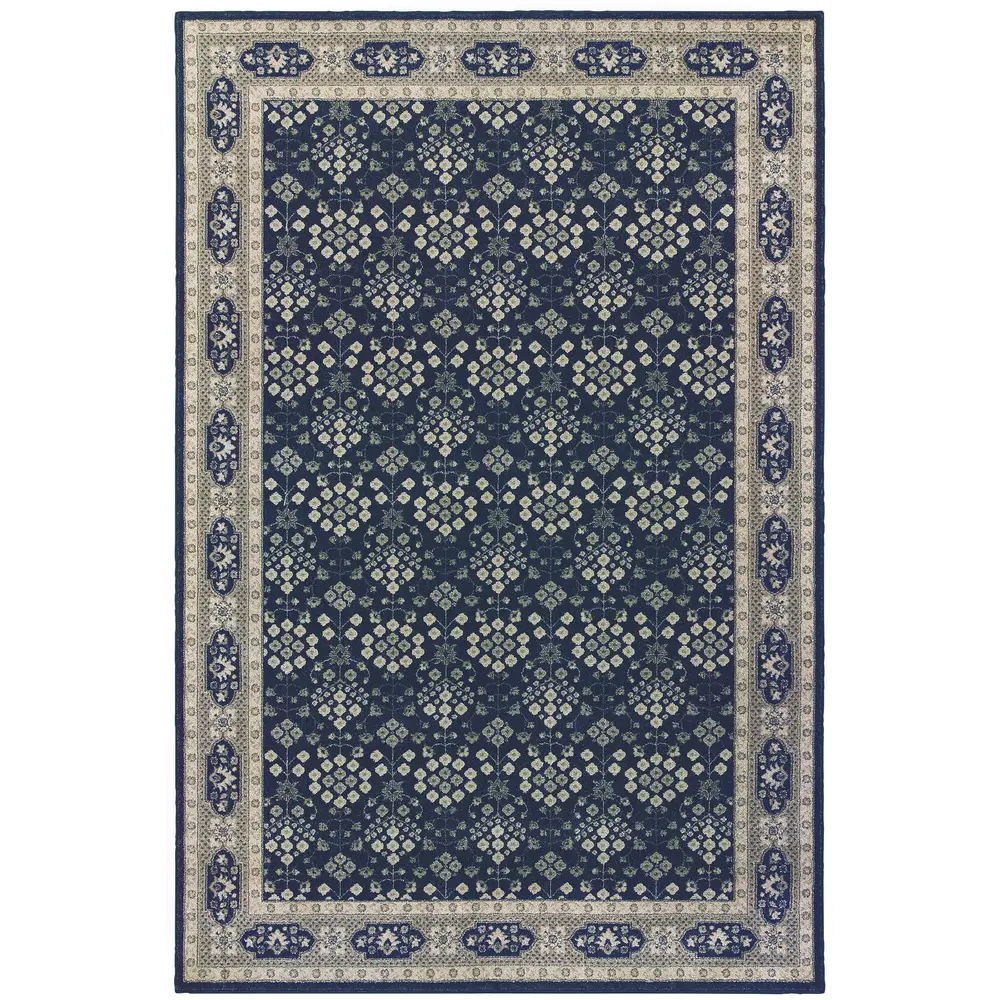 Richmond 119B3 Navy/ Grey Indoor Area Rug - 12' x 15'