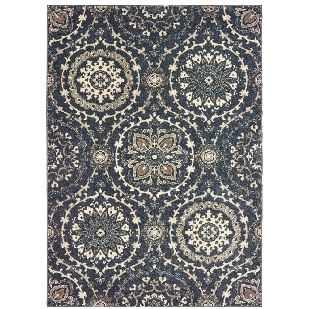Richmond 008E3 Navy/ Ivory Indoor Area Rug - 12' x 15'