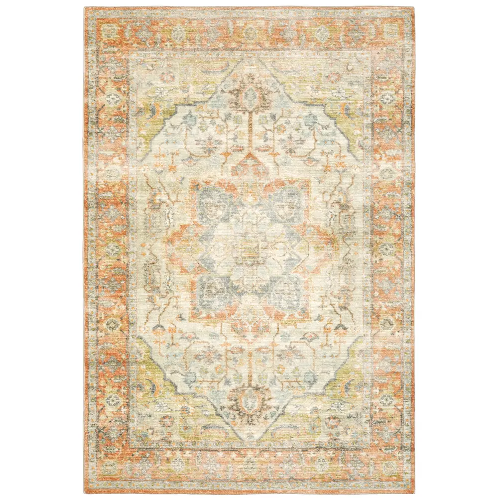 Savoy 28101 Orange/ Silver Indoor Area Rug - 7'5