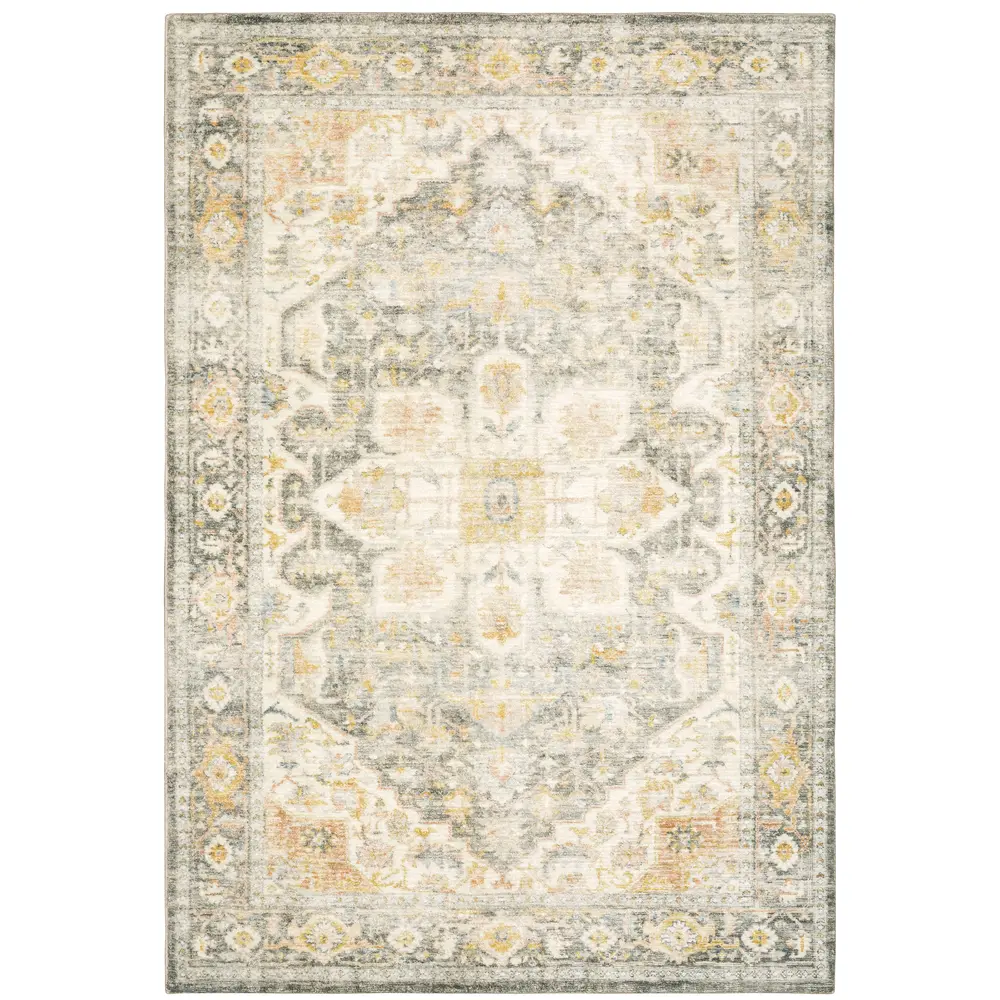 Savoy 28103 Grey/ Gold Indoor Area Rug - 5'3