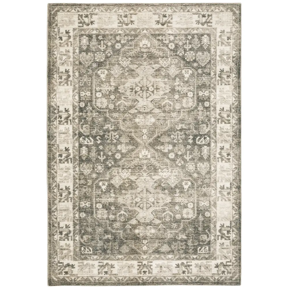 Savoy 28105 Charcoal/ Ivory Indoor Area Rug - 5'3