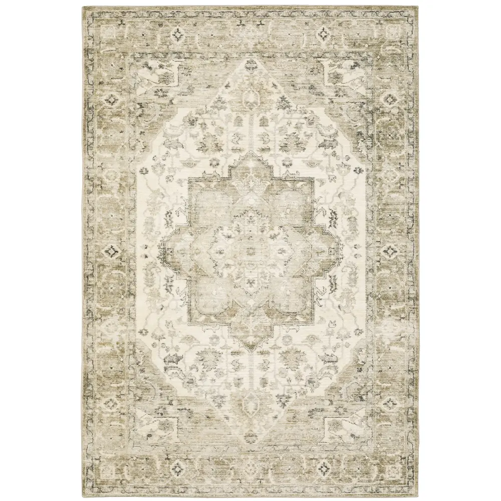Savoy 28108 Tan/ Ivory Indoor Area Rug - 5'3