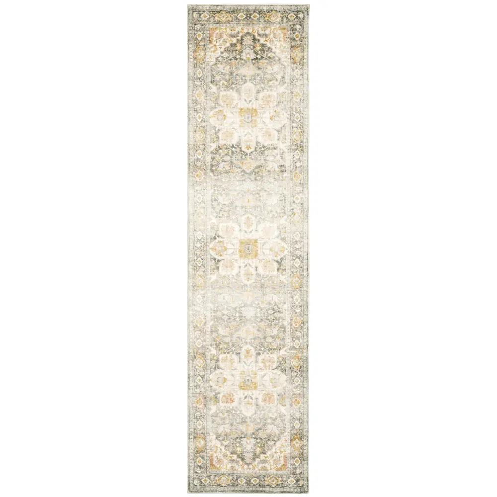 Savoy 28103 Grey/ Gold Indoor Area Rug - 2' x 8'