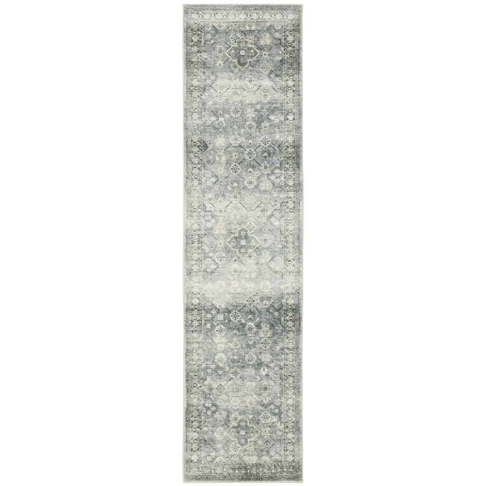 Savoy 28106 Blue/ Ivory Indoor Area Rug - 2' x 8'