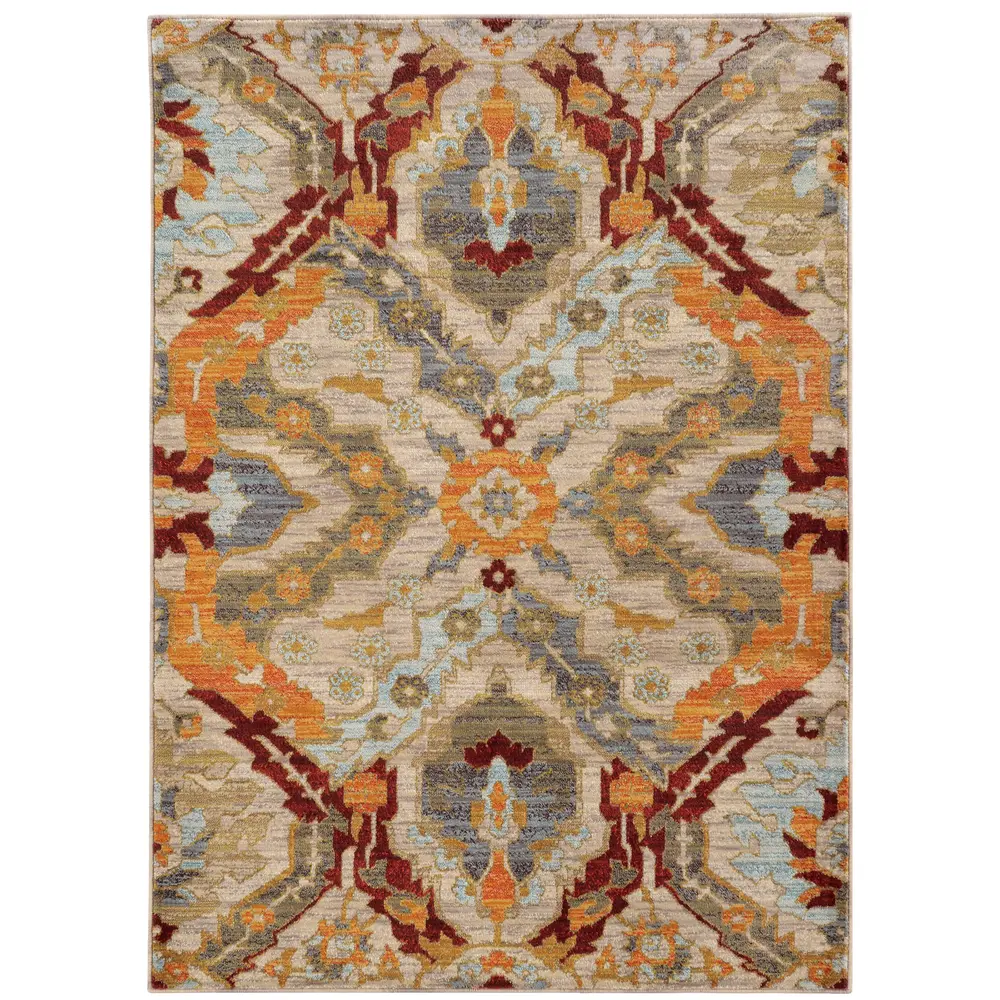Sedona 6357A Beige/ Orange Indoor Area Rug - 9'10