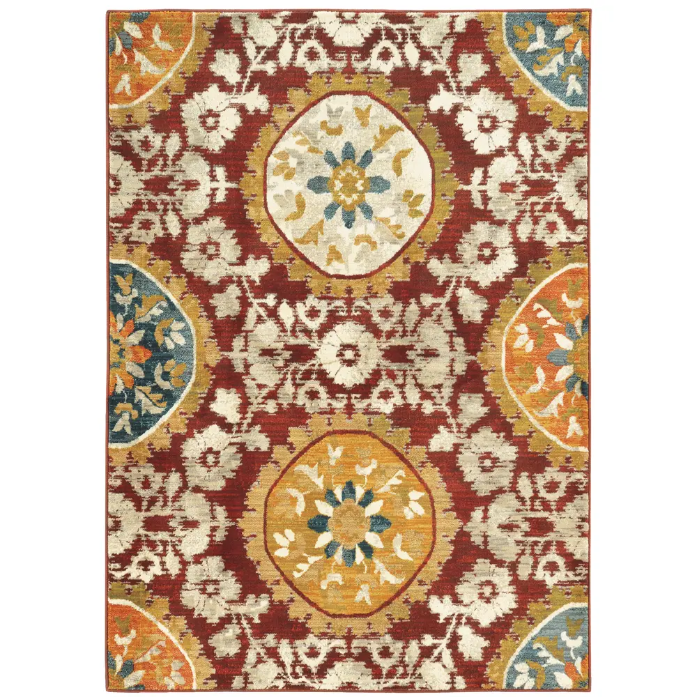 Sedona 6366A Red/ Gold Indoor Area Rug - 9'10