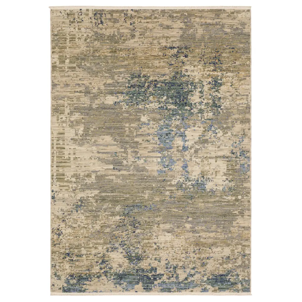 Soleri SOL07 Beige/ Blue Indoor Area Rug - 6'7