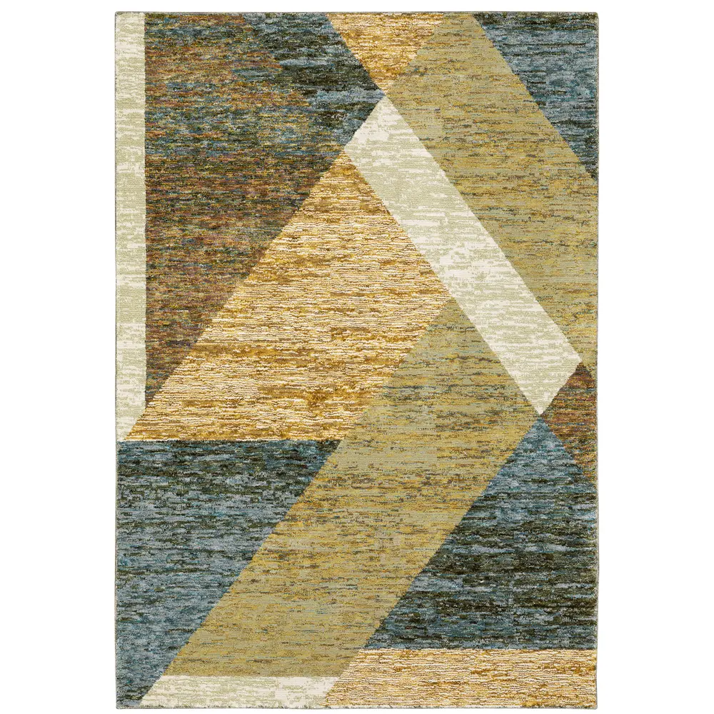 Strada STR09 Gold/ Blue Indoor Area Rug - 3'3