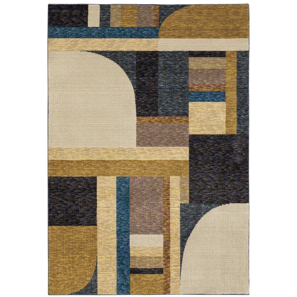 Strada STR01 Gold/ Blue Indoor Area Rug - 3'3