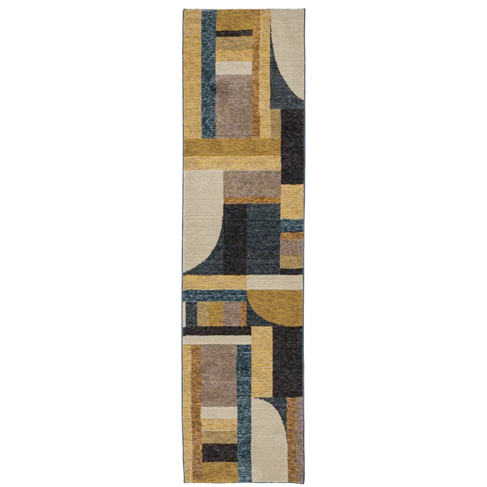 Strada STR01 Gold/ Blue Indoor Area Rug - 2'3