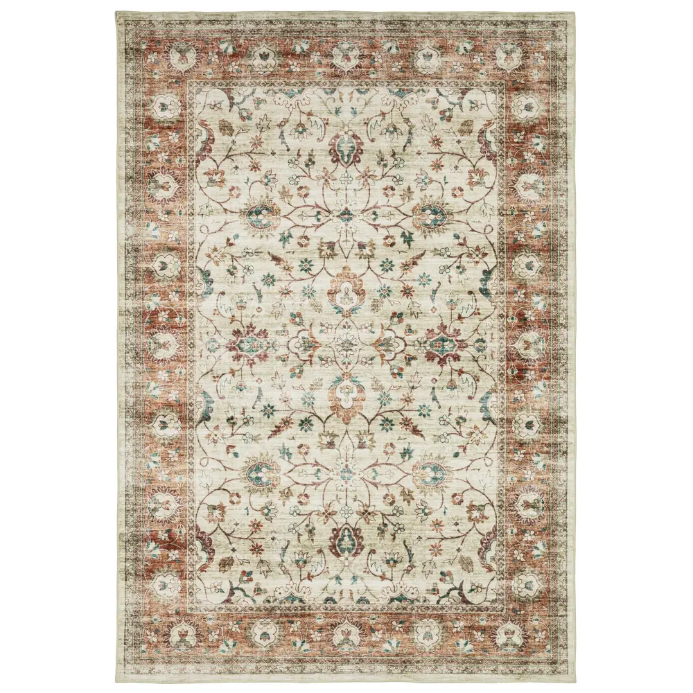 Sumter SUM03 Ivory/ Rust Indoor Area Rug - 5' x 7'