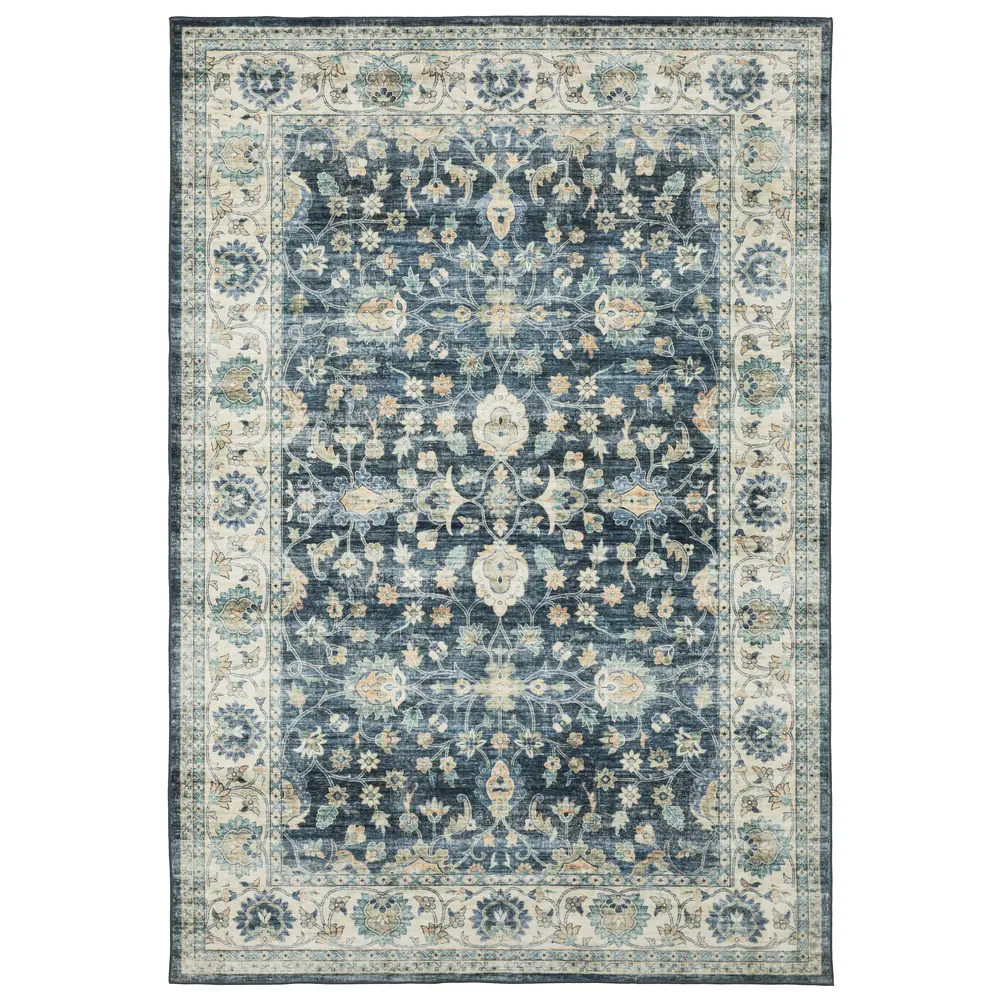 Sumter SUM02 Blue/ Ivory Indoor Area Rug - 5' x 7'