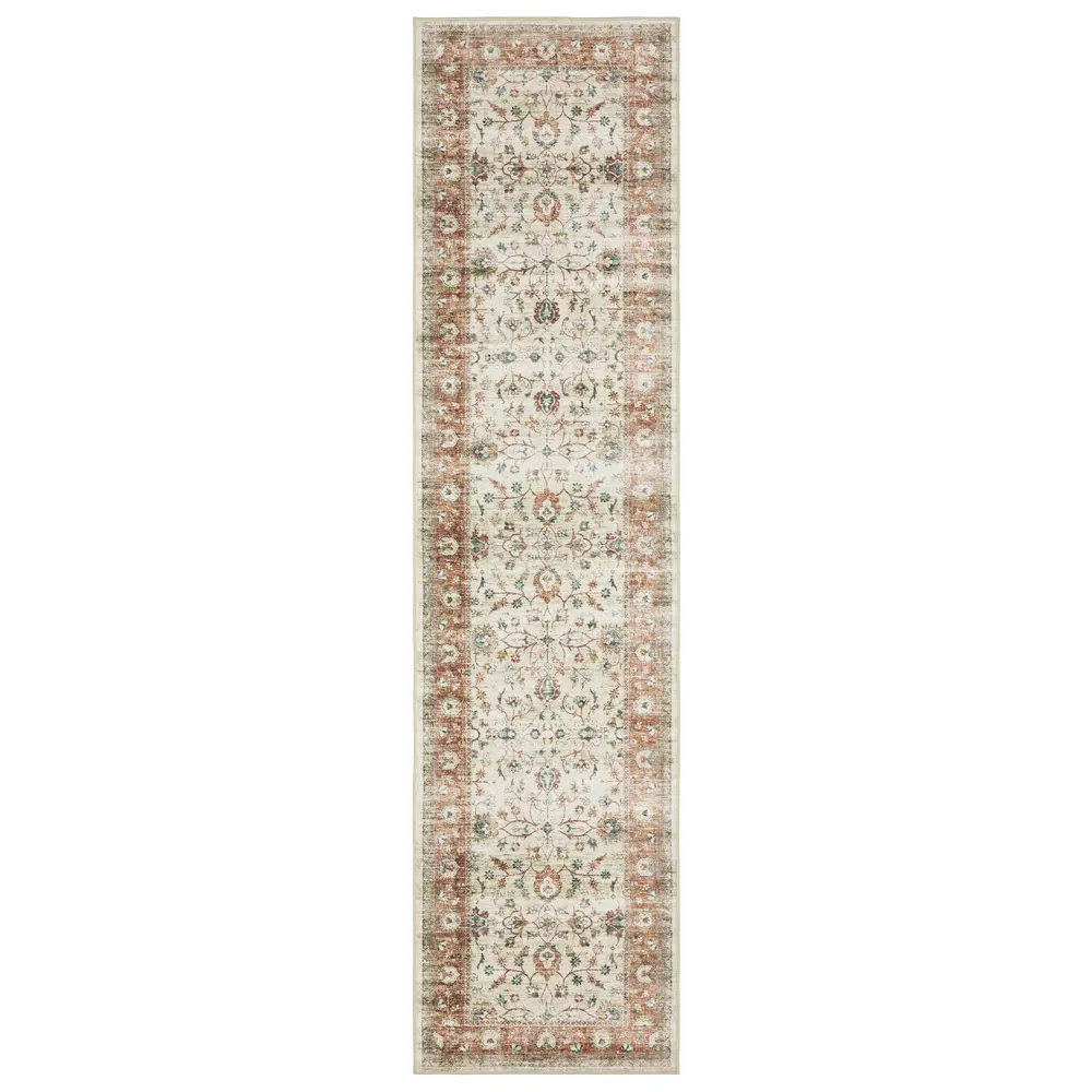 Sumter SUM03 Ivory/ Rust Indoor Area Rug - 2' x 8'