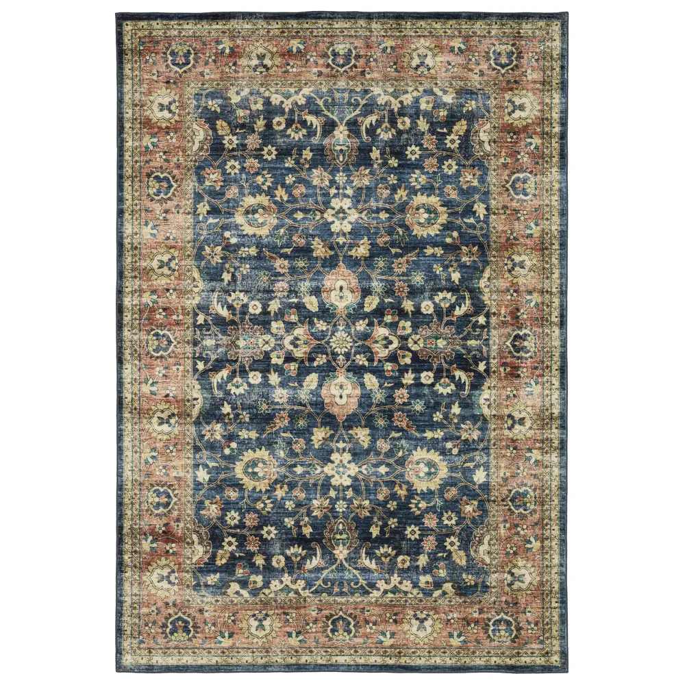 Sumter SUM04 Blue/ Rust Indoor Area Rug - 3'6