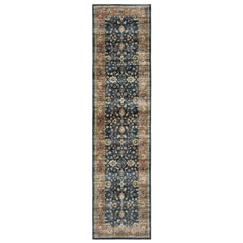 Sumter SUM04 Blue/ Rust Indoor Area Rug - 2' x 8'