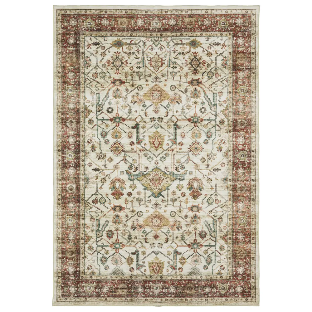 Sumter SUM05 Ivory/ Rust Red Indoor Area Rug - 5' x 7'