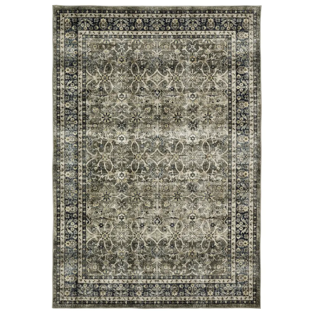 Sumter SUM06 Charcoal Grey/ Blue Indoor Area Rug - 5' x 7'