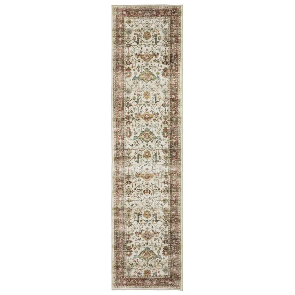 Sumter SUM05 Ivory/ Rust Red Indoor Area Rug - 2' x 8'