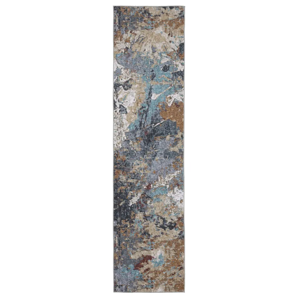 Sumter SUM13 Blue/ Rust Indoor Area Rug - 2' x 8'