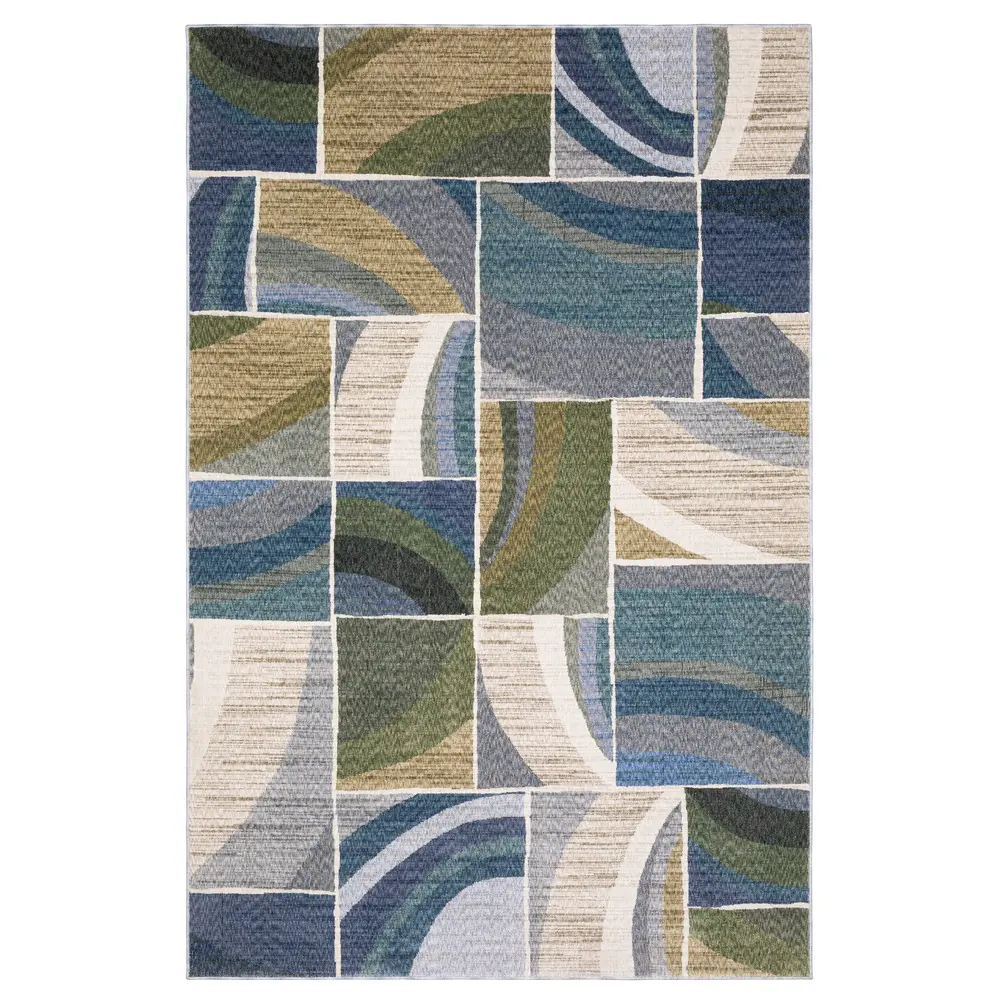Tisdell TIS06 Blue/ Green Indoor Area Rug - 5'3