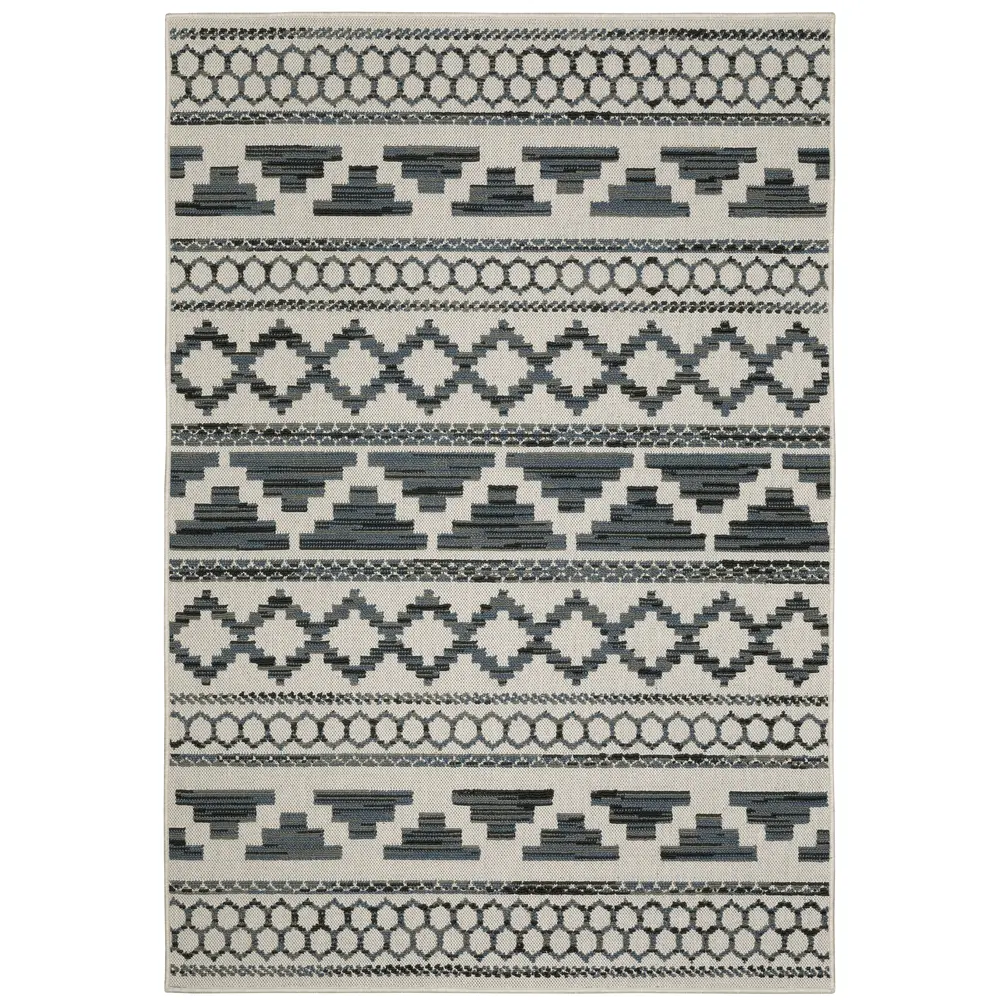 Torrey 005Y1 Light Grey/ Blue Indoor/Outdoor Area Rug - 3'3