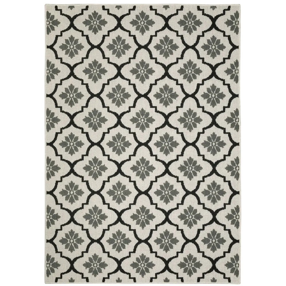 Torrey 5562E Light Grey/ Black Indoor/Outdoor Area Rug - 5'3