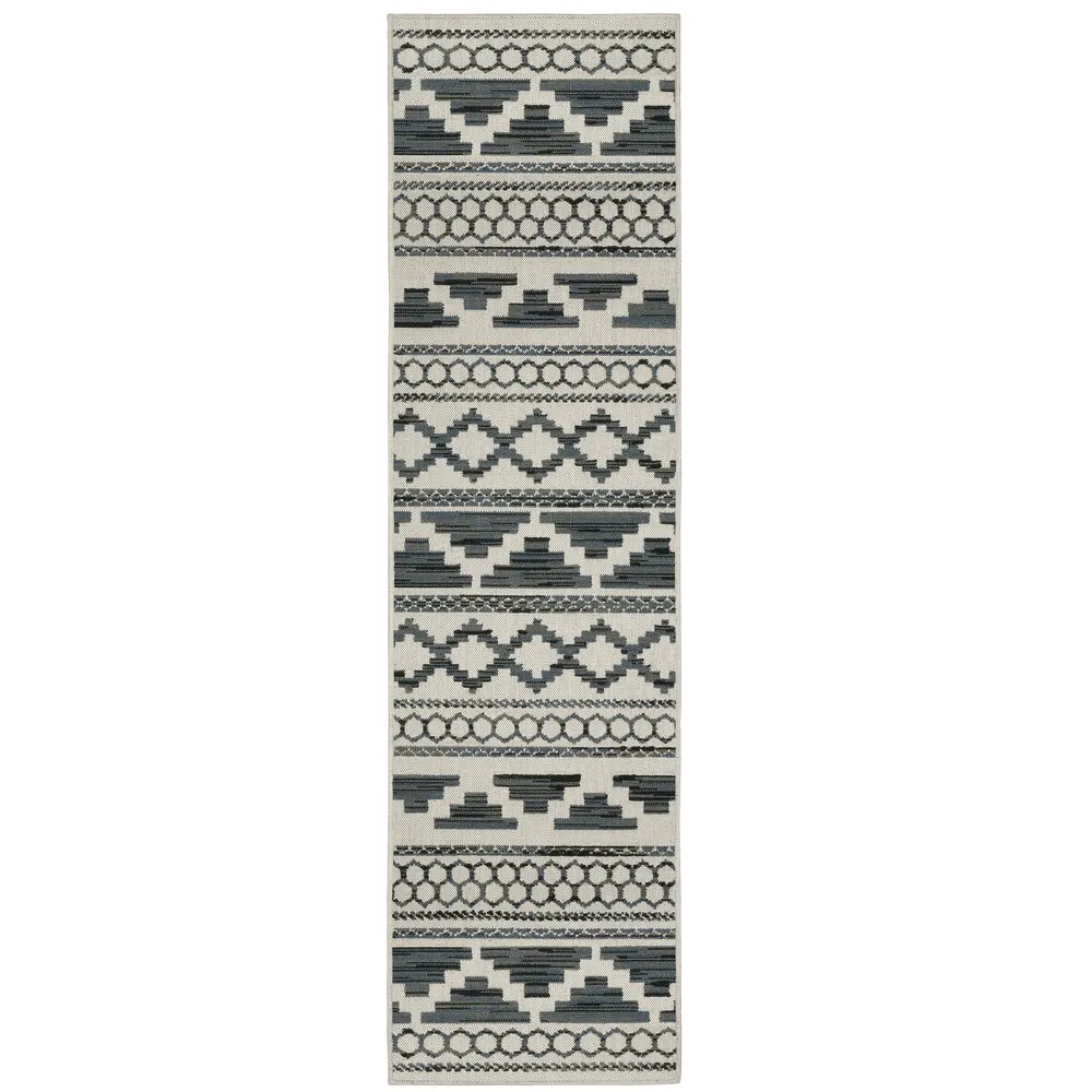 Torrey 005Y1 Light Grey/ Blue Indoor/Outdoor Area Rug - 1'10