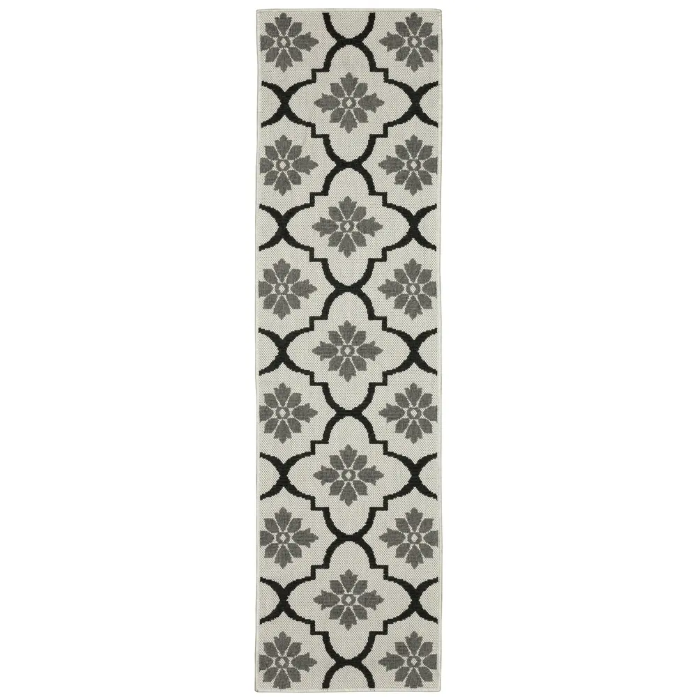 Torrey 5562E Light Grey/ Black Indoor/Outdoor Area Rug - 1'10