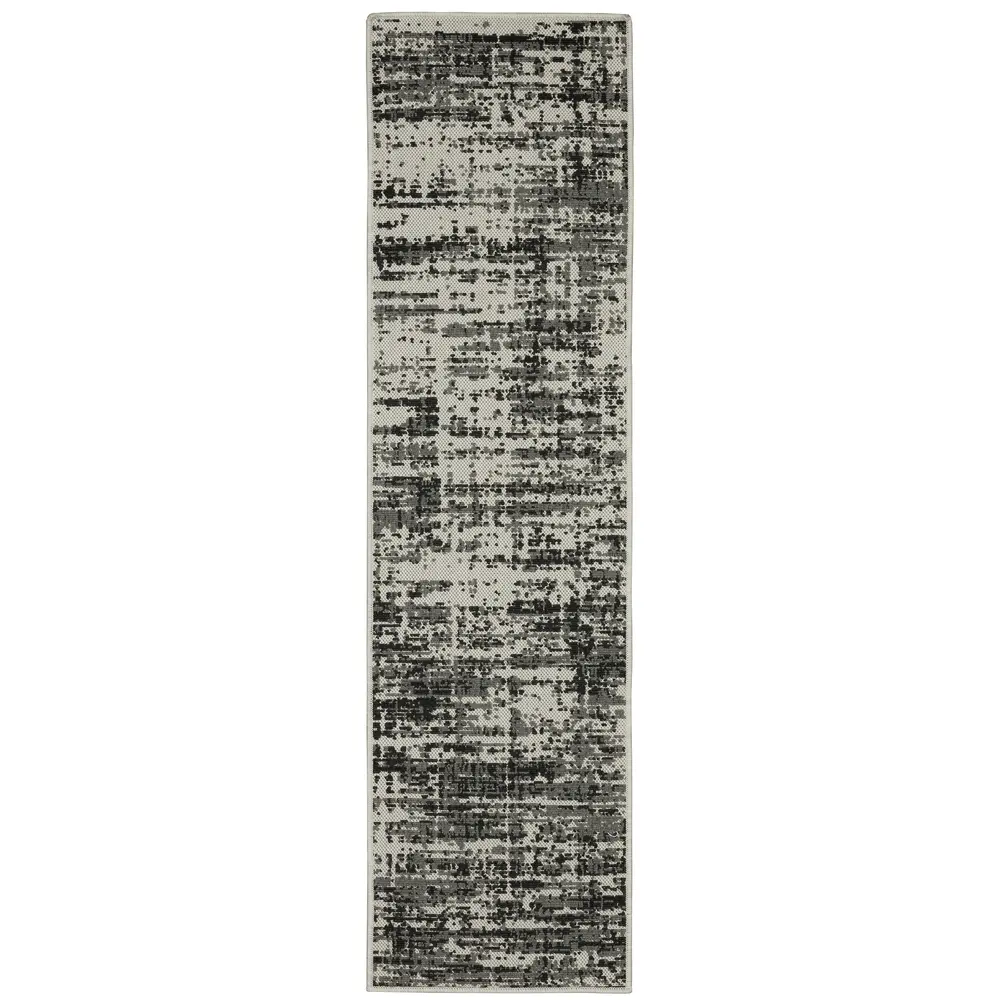 Torrey 531W1 Black/ Light Grey Indoor/Outdoor Area Rug - 1'10