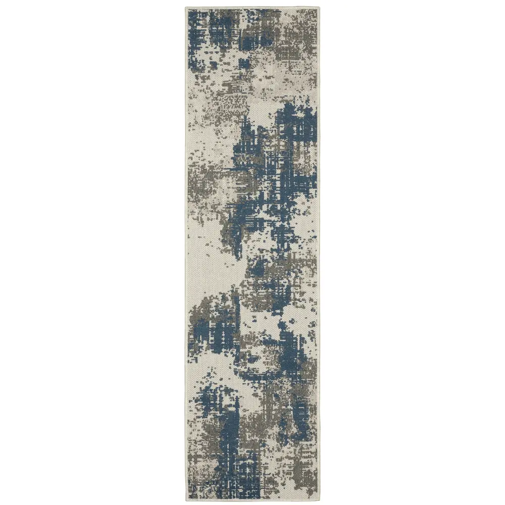 Torrey 140H1 Light Grey/ Blue Indoor/Outdoor Area Rug - 1'10