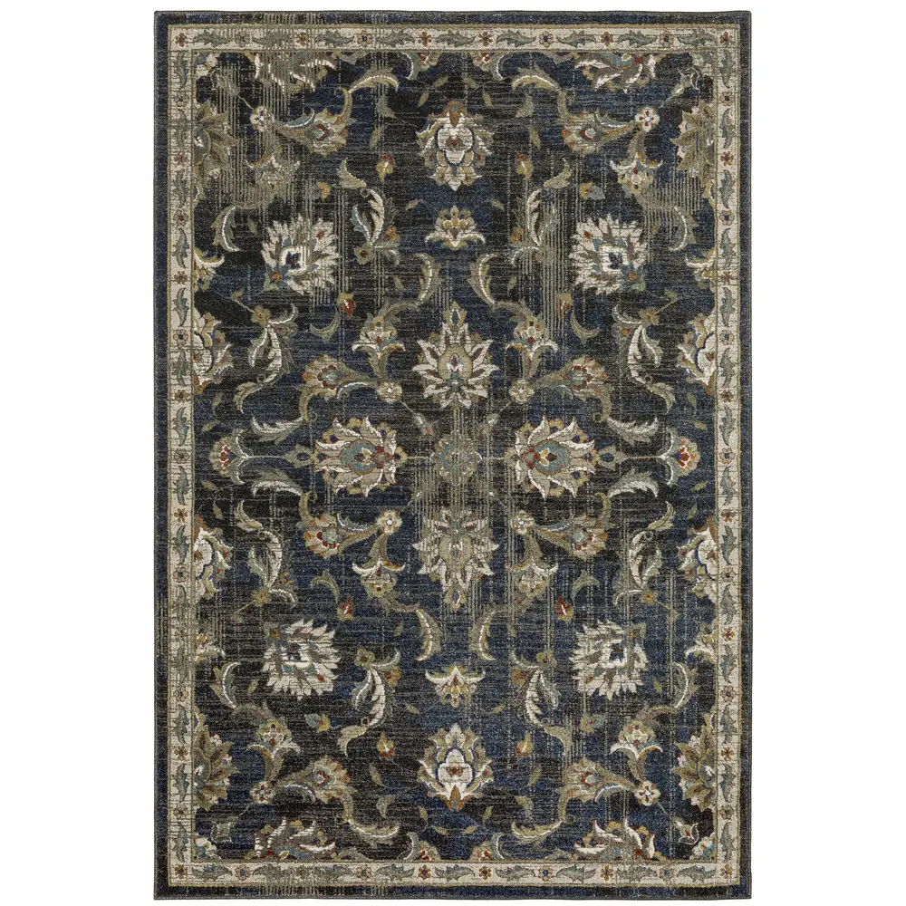 Venice 4333B Charcoal/ Blue Indoor Area Rug - 3'10