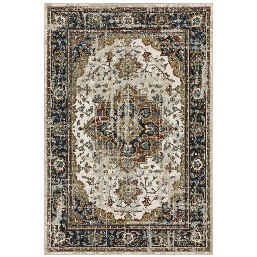 Venice 054X8 Beige/ Blue Indoor Area Rug - 5'3