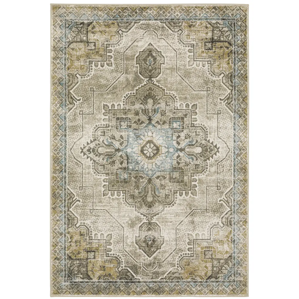 Venice 1104W Grey/ Blue Indoor Area Rug - 5'3