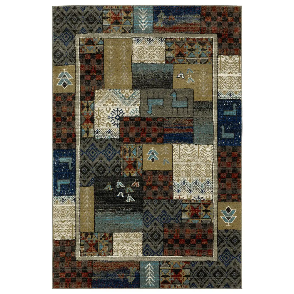 Venice 4258X Blue/ Multicolored Indoor Area Rug - 7'10