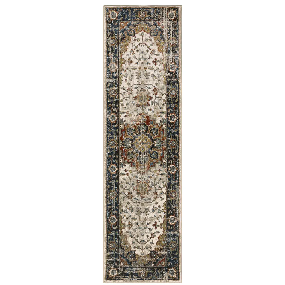 Venice 054X8 Beige/ Blue Indoor Area Rug - 2'3