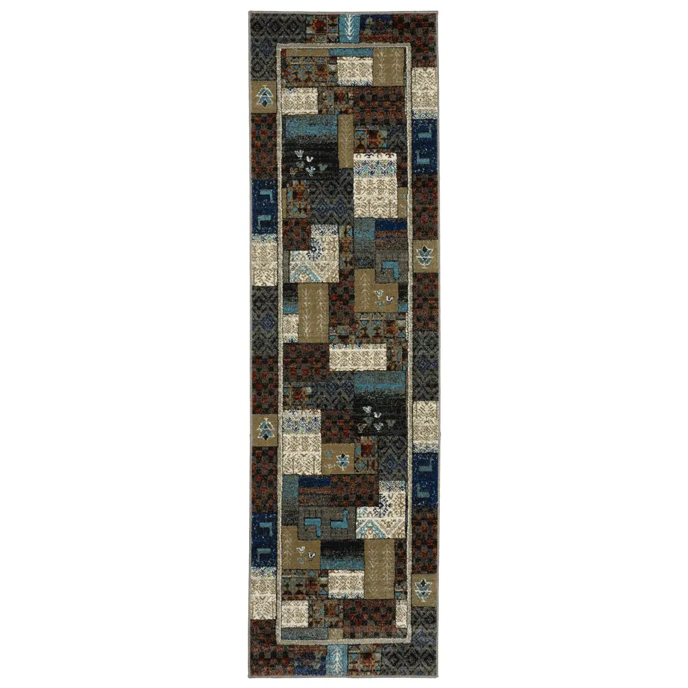 Venice 4258X Blue/ Multicolored Indoor Area Rug - 2'3