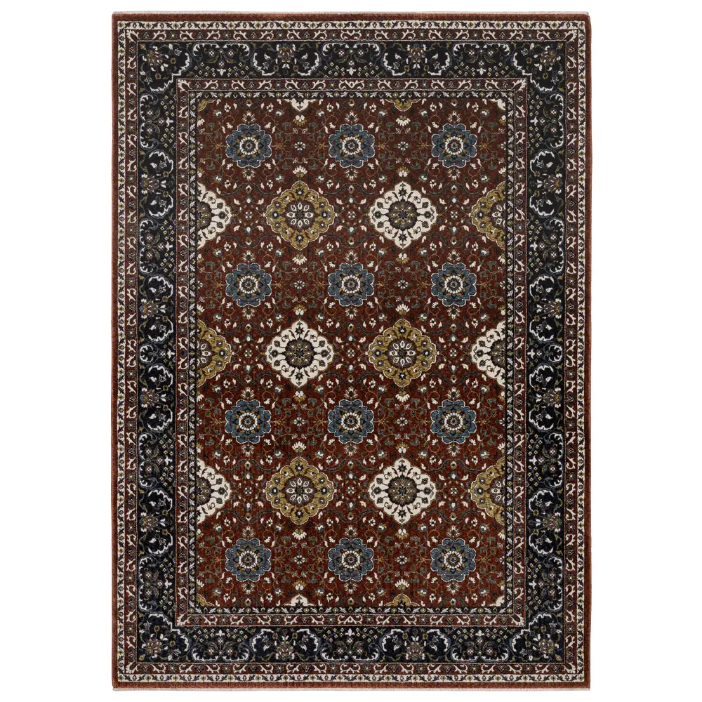 Vivian VI04B Red/ Navy Indoor Area Rug - 7'10