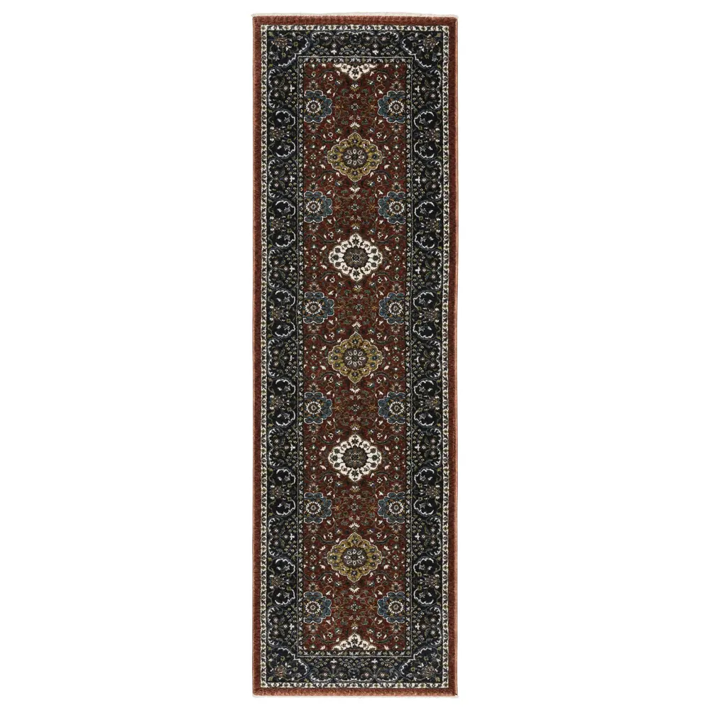Vivian VI04B Red/ Navy Indoor Area Rug - 2'3