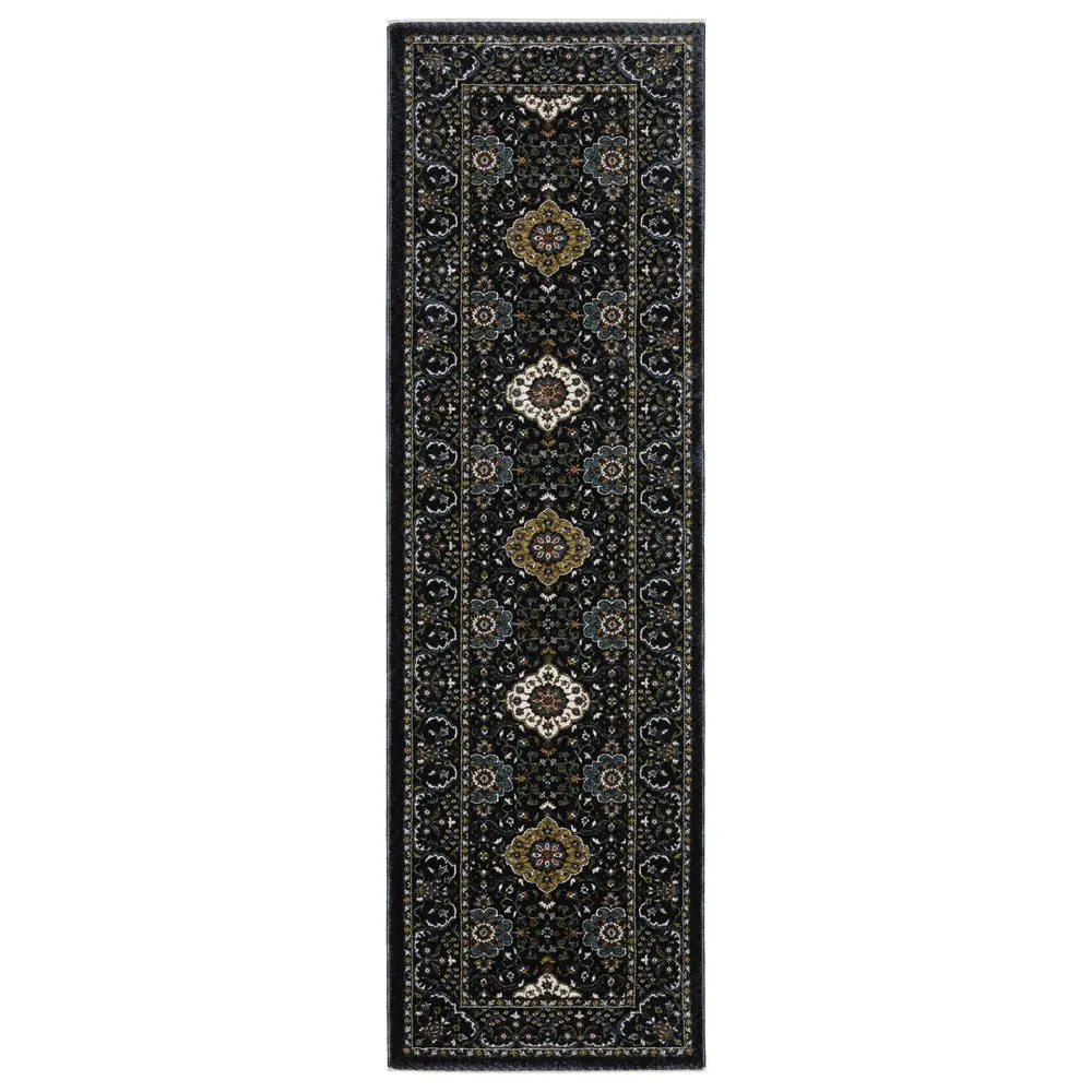 Vivian VI04C Navy/ Gold Indoor Area Rug - 2'3