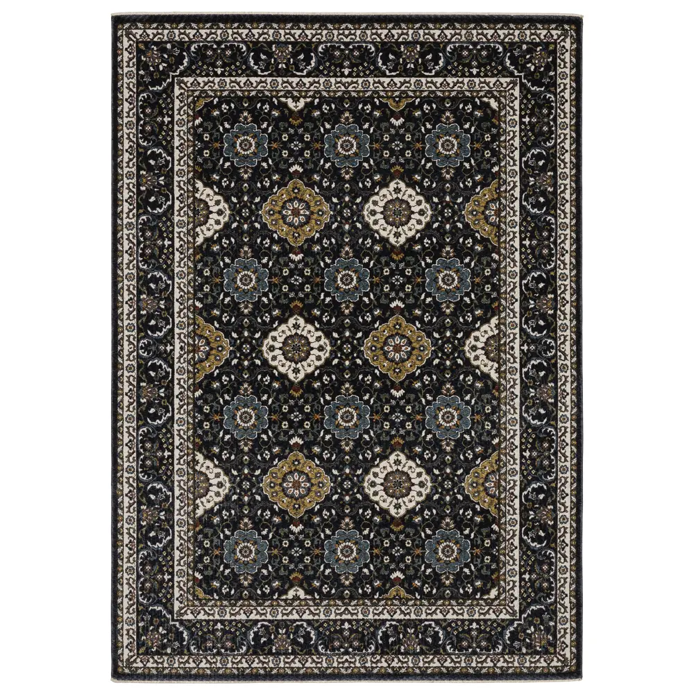 Vivian VI04C Navy/ Gold Indoor Area Rug - 7'10