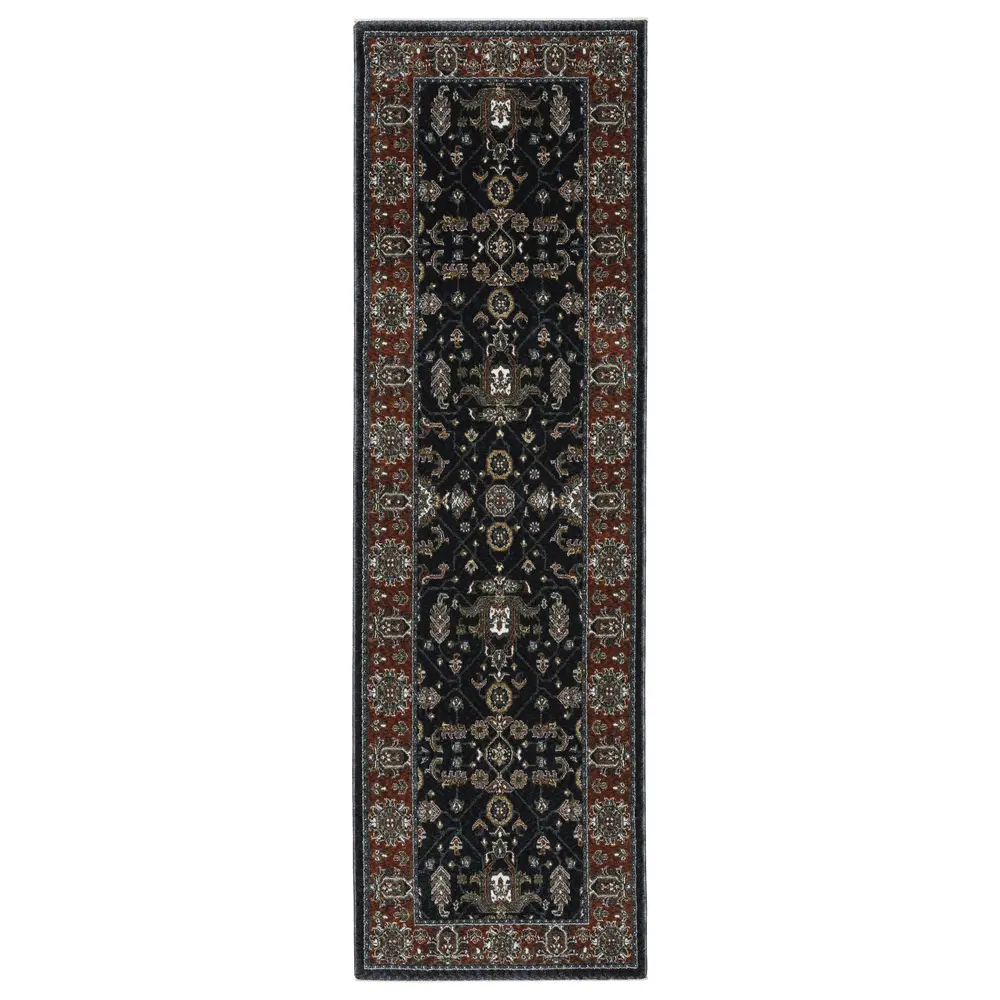 Vivian VI05A Navy/ Rust Indoor Area Rug - 2'3