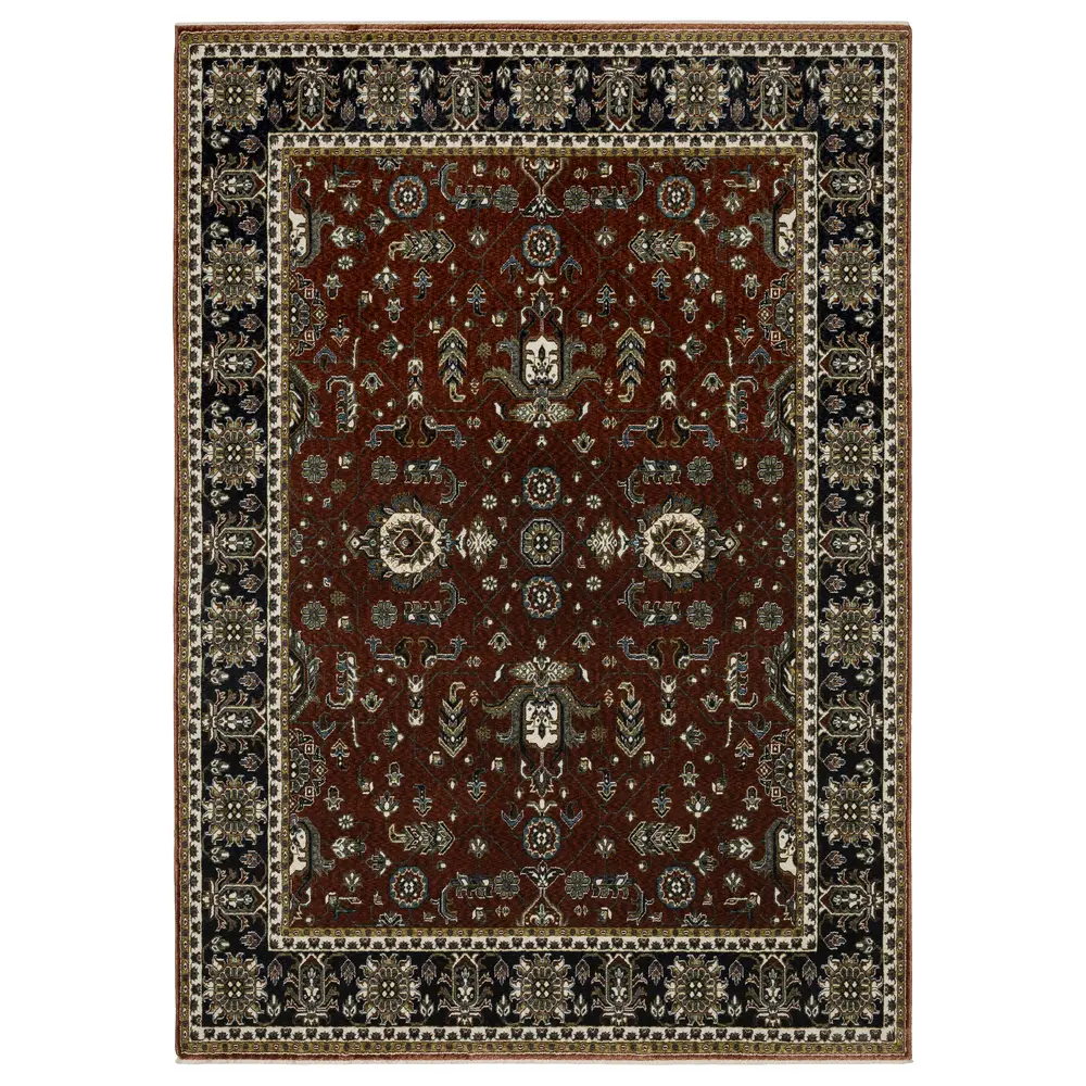 Vivian VI05X Red/ Navy Indoor Area Rug - 7'10