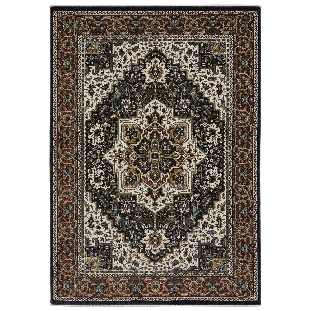 Vivian VI06C Navy/ Multi Indoor Area Rug - 5'3