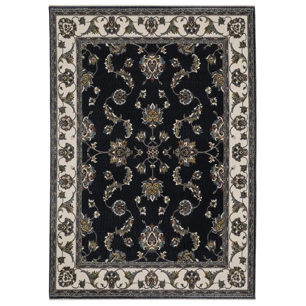 Vivian VI01B Navy/ Ivory Indoor Area Rug - 5'3