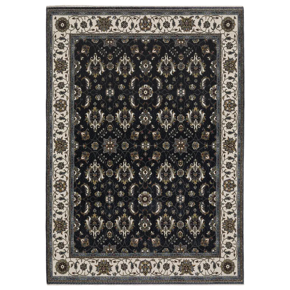 Vivian VI03A Blue/ Ivory Indoor Area Rug - 5'3
