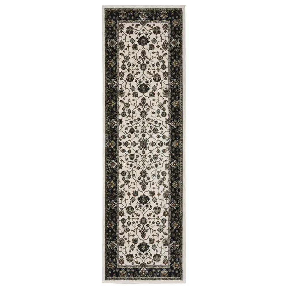 Vivian VI02B Ivory/ Navy Indoor Area Rug - 2'3