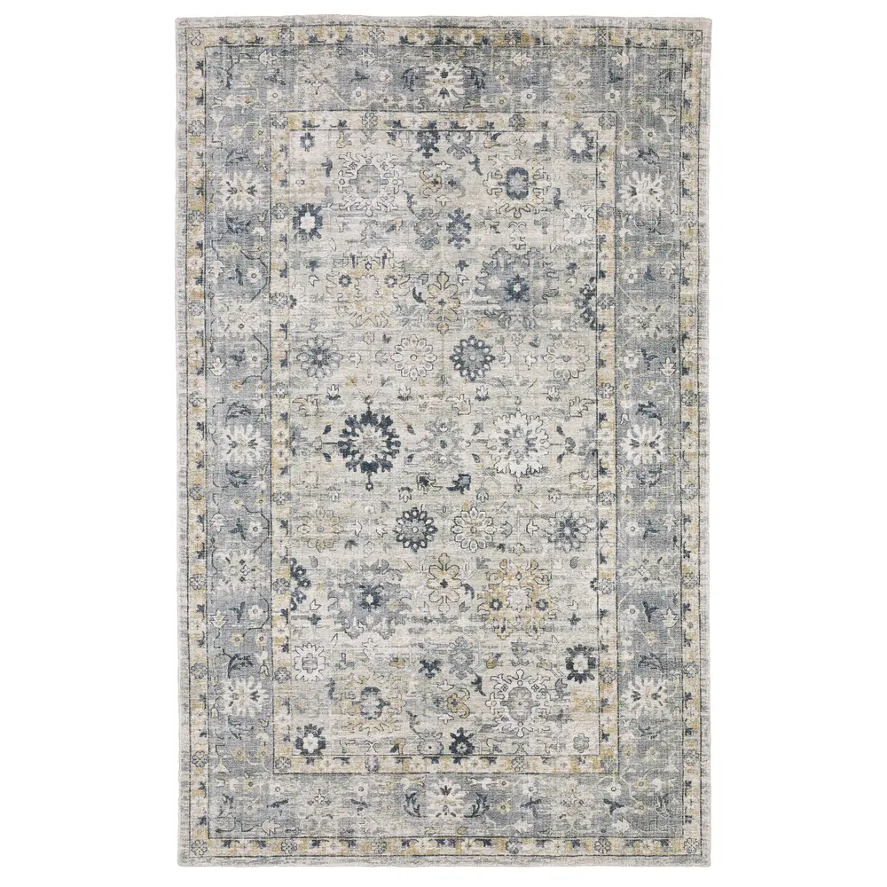 Windham WIN01 Grey/ Blue Indoor Area Rug - 6' x 9'