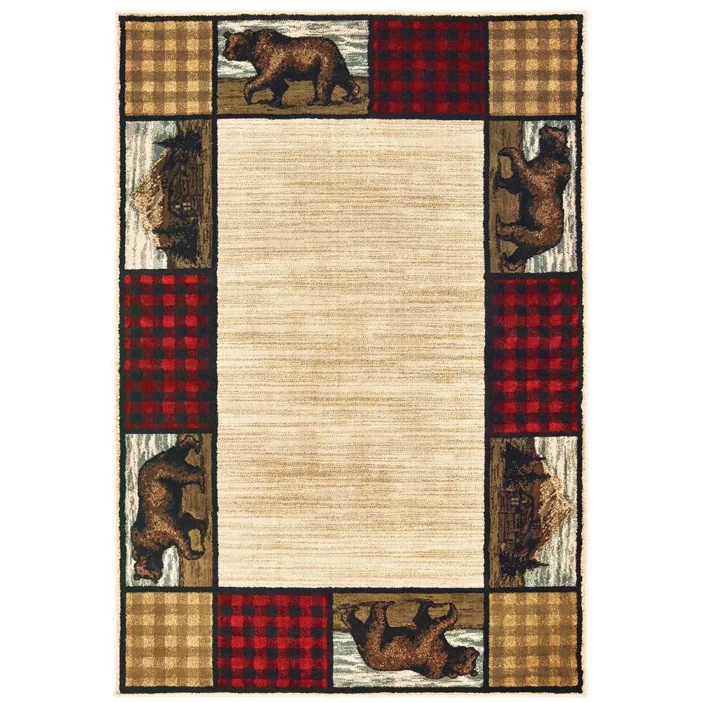 Woodlands 9603C Ivory/ Multi Indoor Area Rug - 3'10