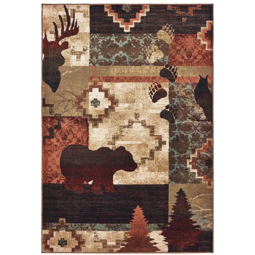 Woodlands 9649A Brown/ Rust Indoor Area Rug - 5'3