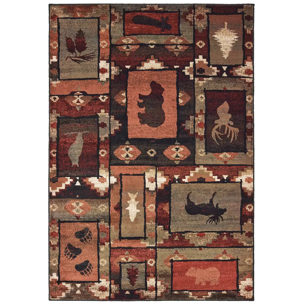 Woodlands 9601D Brown/ Rust Indoor Area Rug - 5'3